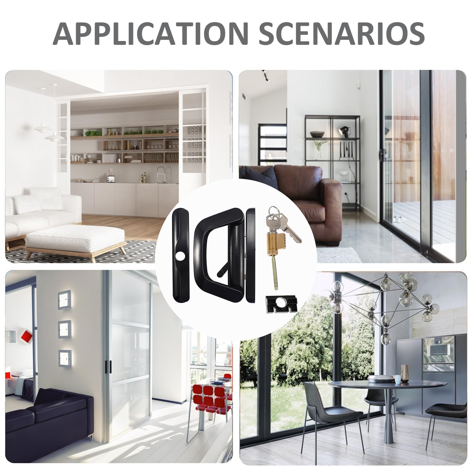 TOPBATHY Loquet de Porte Vitrée en Alliage de Zinc Noir, Serrure Unilatérale Simple à Utiliser et Facile à Installer pour Balcon et Chambres