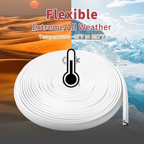 Miniatura 5 de Sello de puerta de burlete de 20 pies con 8 sellos de esquina, repuesto en forma de V para marco de puerta (blanco)