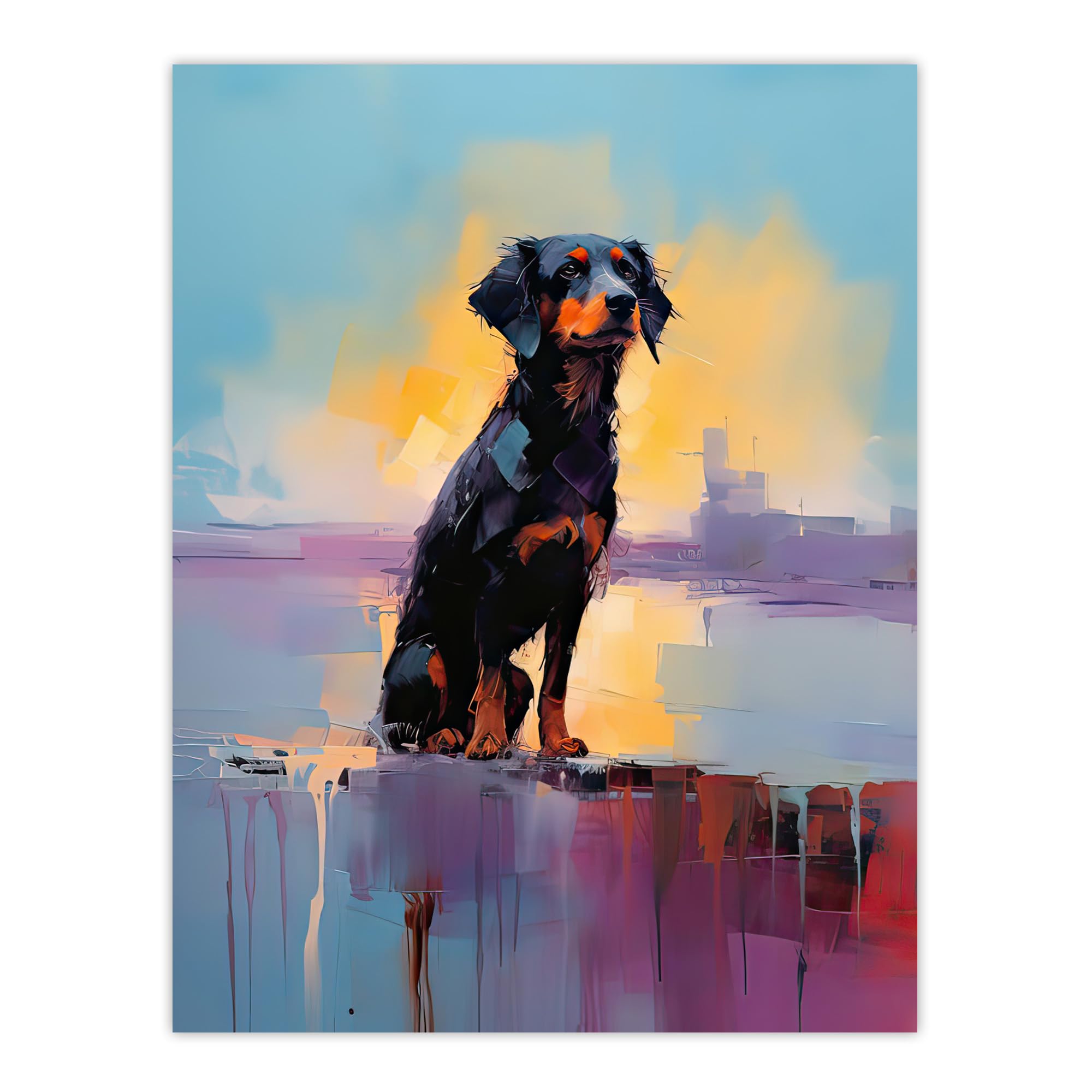 Artery8 Rottweiler Puppy Beach Sunrise Dog Portrait Large Wall Art Poster Print Thick Paper 18X24 Inch