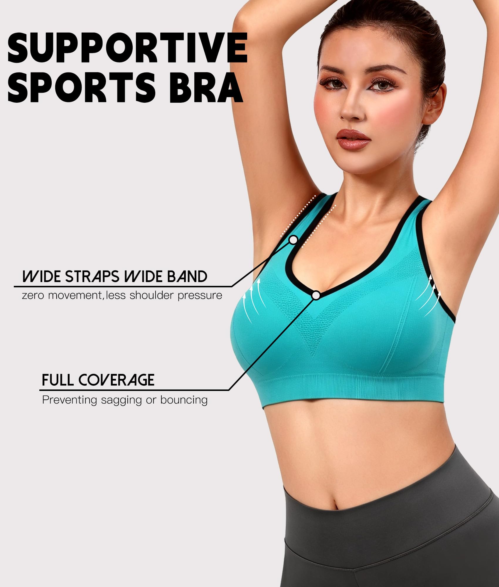 Damen Racerback Sport-BHs High Impact Workout Yoga Gym Fitness BH