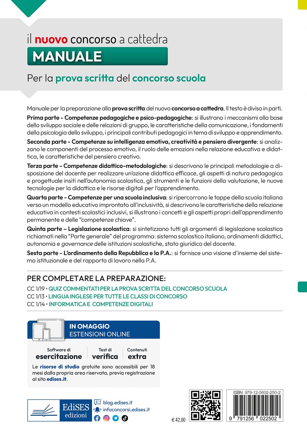 Manuale per la prova scritta del concorso scuola. Competenze pedagogiche, psico-pedagogiche, didattico-metodologiche, legislazione e normativa scolastica. Con espansione online. Con software di si...