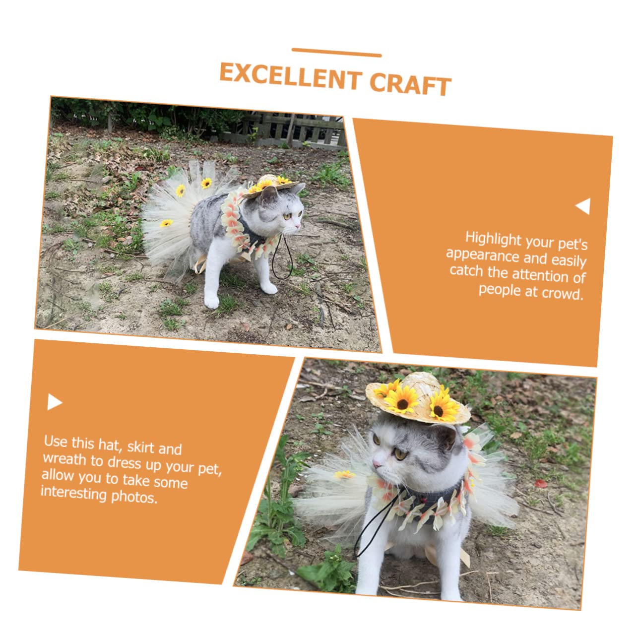 FRCOLOR 5juegos Disfraz De Verano para Mascotas Conjunto De Sombrero De Falda De Malla y Floral para Perros y Gatos Ropa De Fiesta para Eventos Especiales