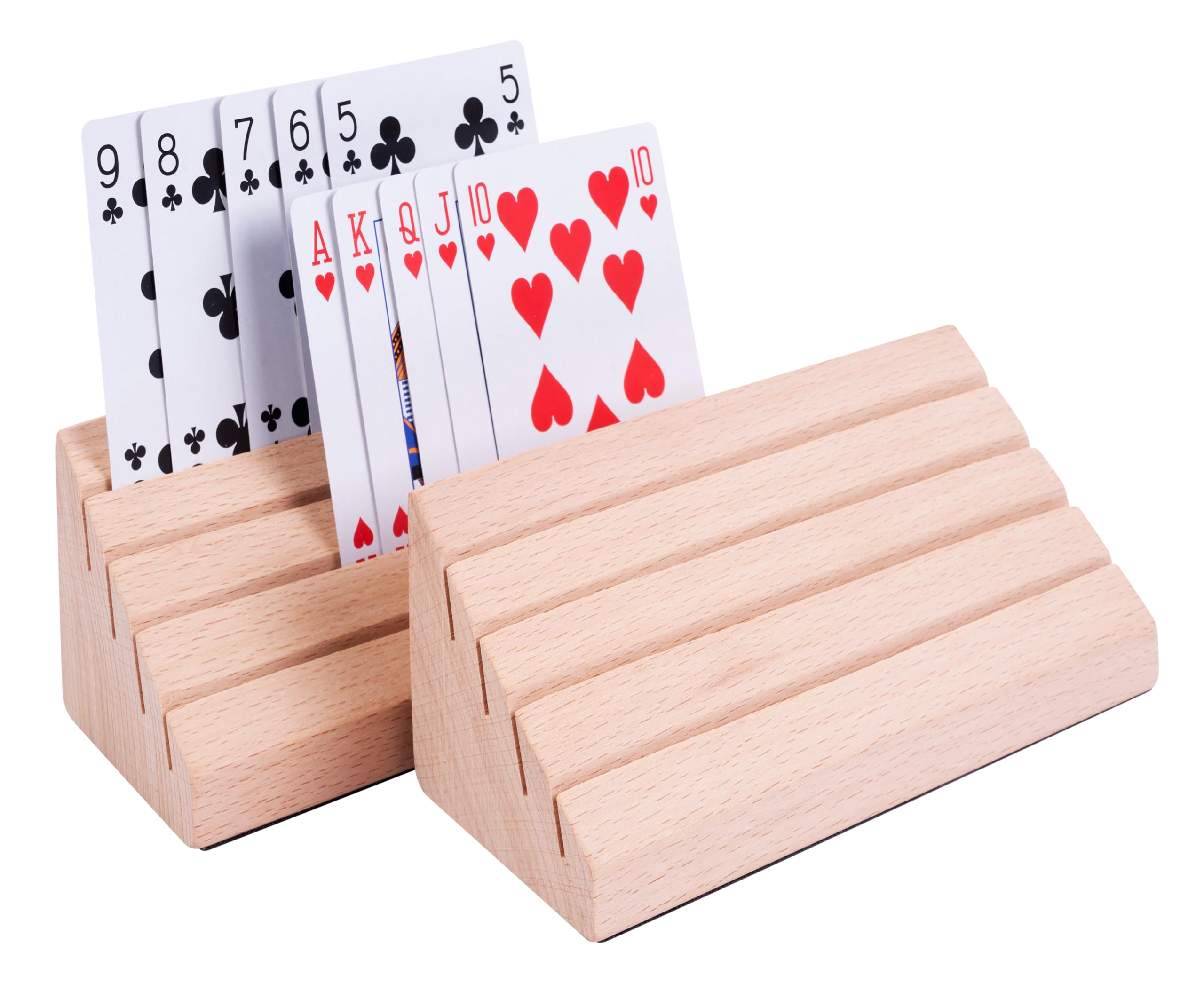 Engelhart - 390815 - Double pyramid card holder - Beech wood - 2 pieces - suitable for holding up to 40 cards