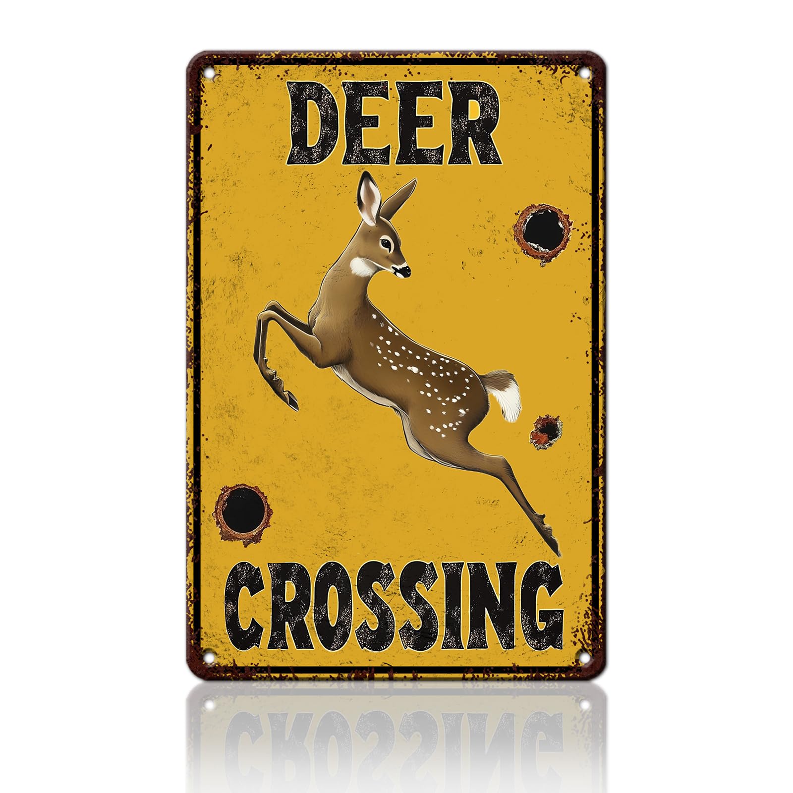 Anceky Retro Metal Sign Deer Crossing Tin Sign Wall Decor for Home Cafe Garage Porch Plub 12×8 Inch