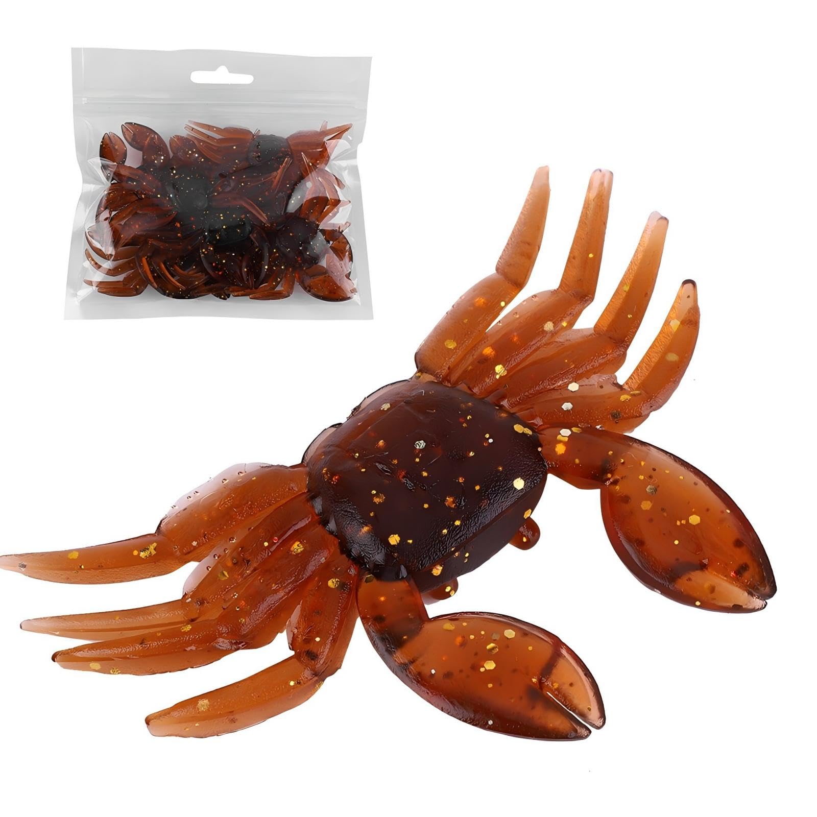 Simulation Crab Baitβ, 10pcs Artificial Plastic Soft Crab Lure 3D Simulation Freshwater Fishing Bait(Brown)
