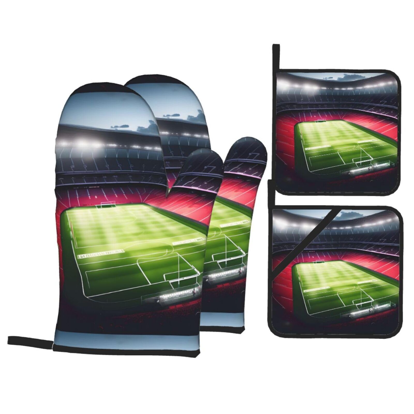 Ensemble de 4 pièces pour micro-ondes au motif stade de football