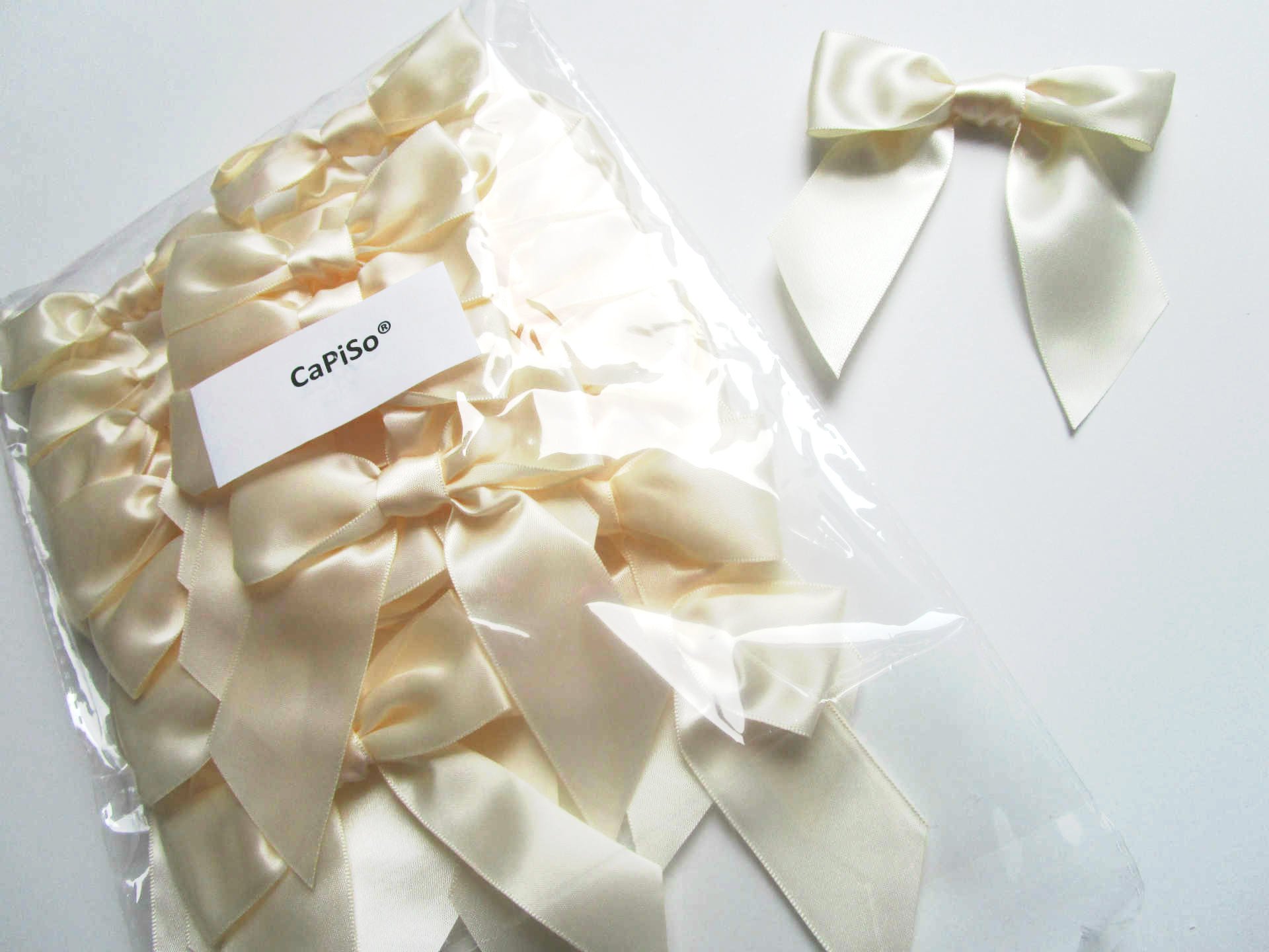 CaPiSo 25x Satin-Schleifen 9x10cm Rosa - Handarbeit Für Geschenke & Deko