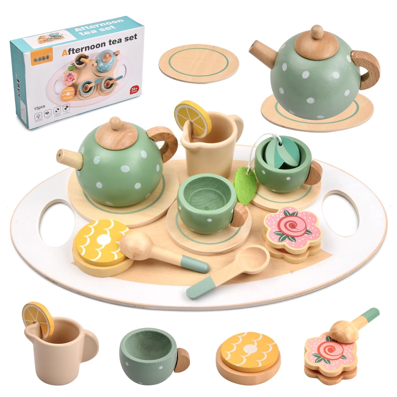 Service à Thé En Bois Pour Enfants - Dinette Jouet Cuisine Montessori - Tea Party 3 4 5 Ans