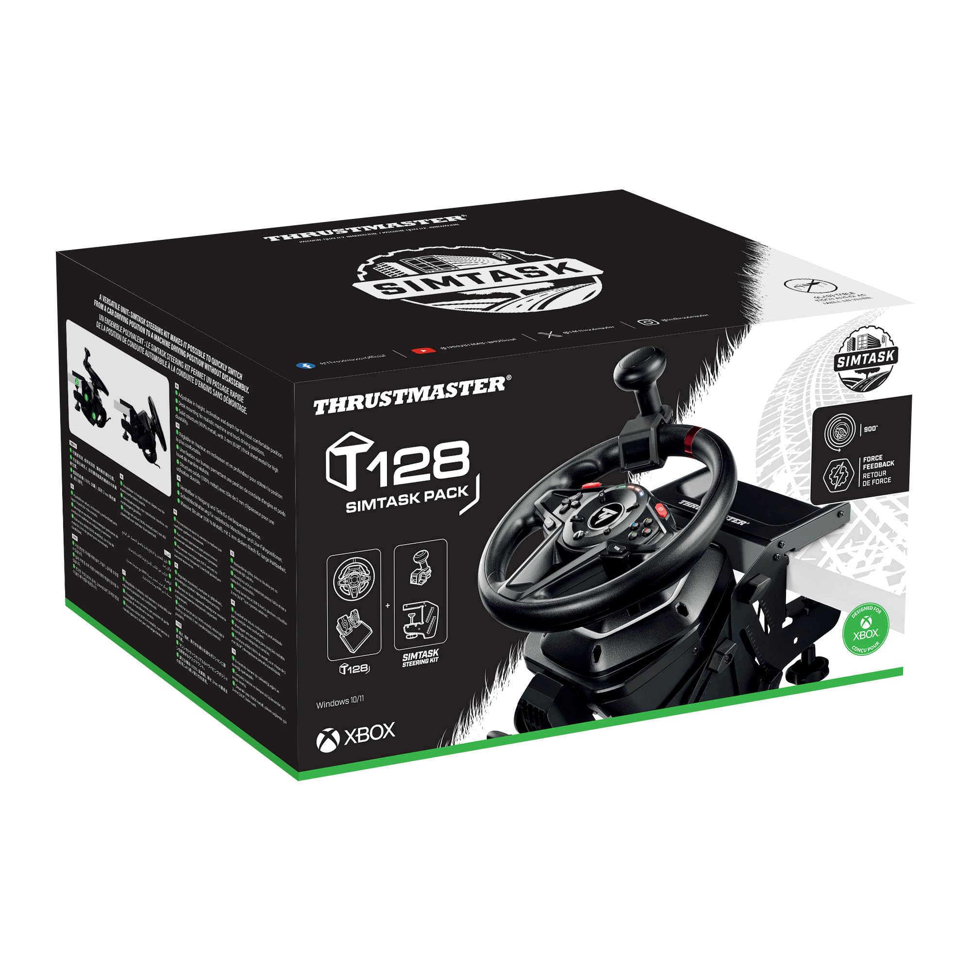 Thrustmaster T128 SimTask Pack - Pack Volante Farming/Trucking - XBOX y PC | Volante Force Feedback, pedalier T2PM, montaje Steering Kit 100% metal, posición horizontal ajustable, rotación 900°