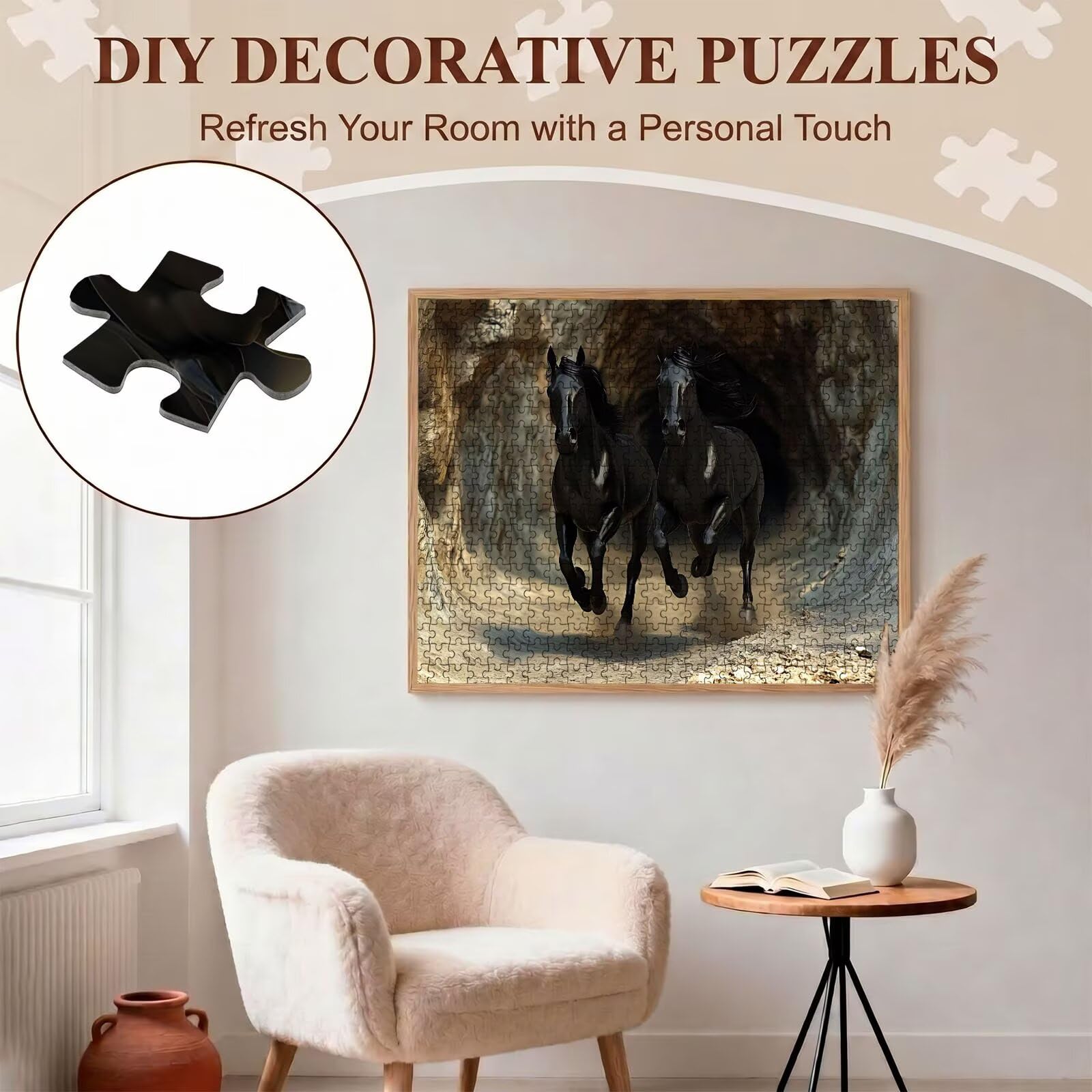 Puzzle 5000 Teile, Holzpuzzle Erwachsene [AAA], Impossible Game 156 x 105 cm, Kniffliges Denksport Spiel für Männer Frauen, Familienspiel, DIY Home Dekor,Geschenk für Geburtstag, Pferd Tier f0-654