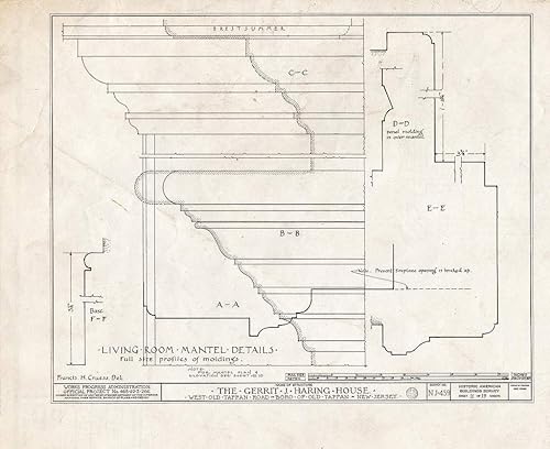 Historic Pictoric  Blueprint HABS NJ,2-TAPO,2- (Sheet 11 of 19) - Gerrit J. Haring House, West Old Tappan Road, Old Tappan, Bergen County, NJ 20in x