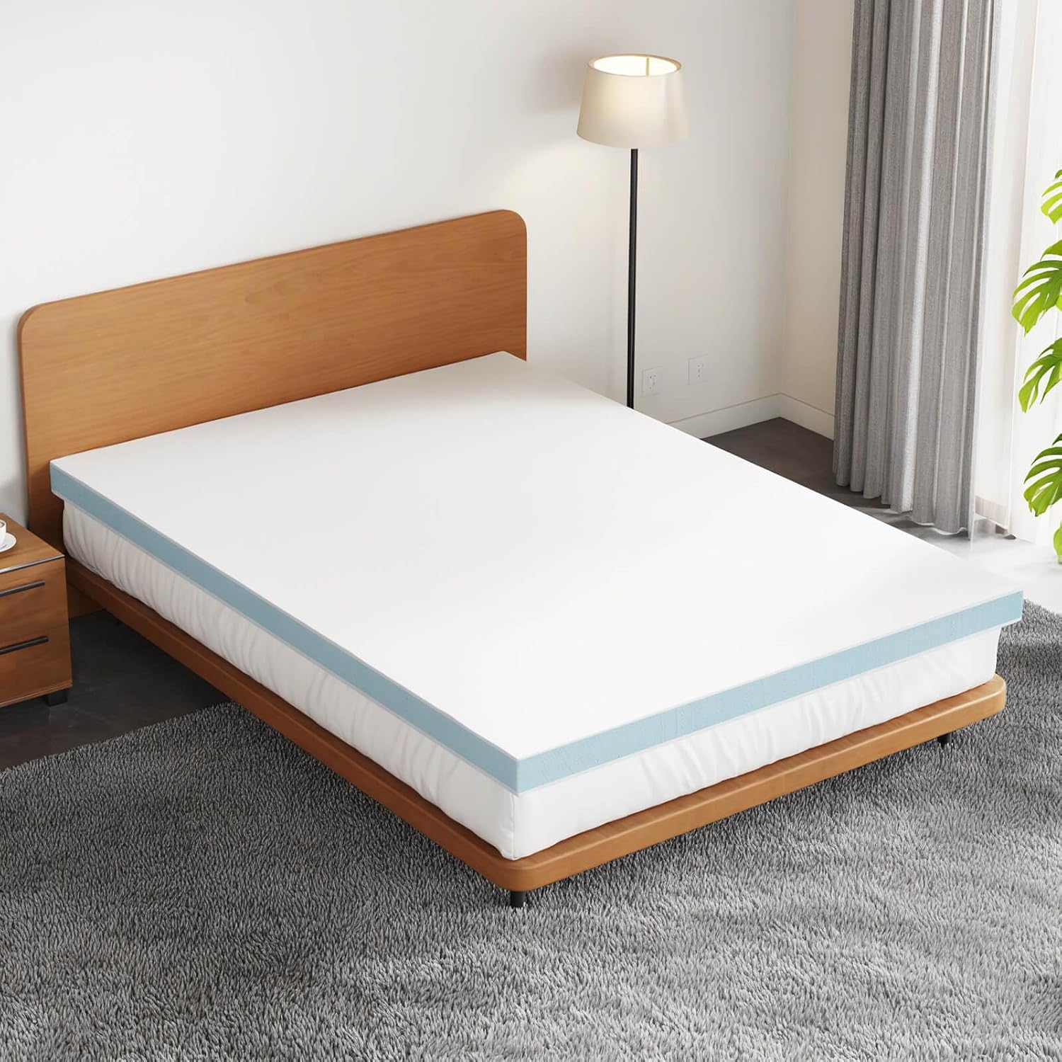 CertiPUR-US Certified Memory Foam Mattress Topper,Full Size Cooling Gel Bed Topper for Back Pain Relief,Comfortable Mattress Pad for Enhanced Sleep Support and Ultimate Relaxation(White)