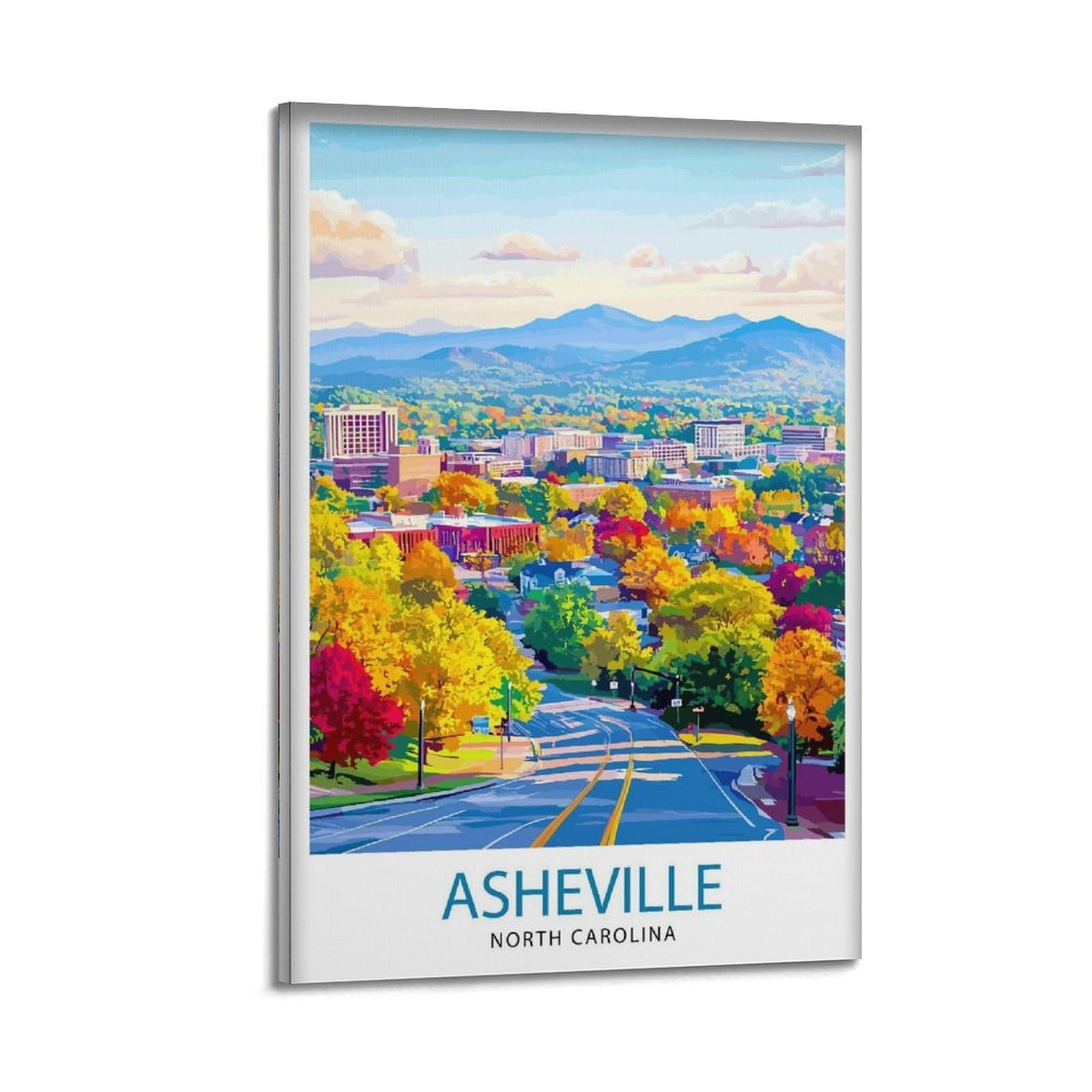 xiaoxiaoshen Asheville North Carolina Travel Skyline Canvas Poster Wall Art Prints Room Aesthetic Murals Bedroom And Living Decorations 20x30inch(50x75cm)