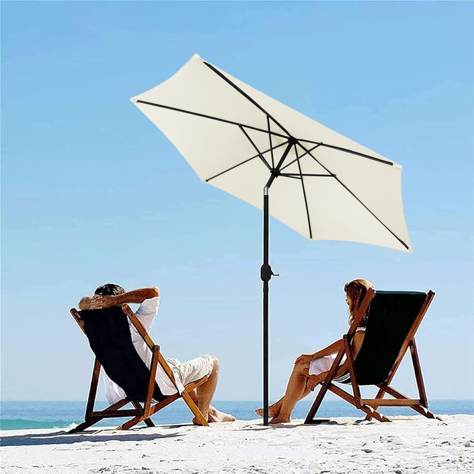 HULG Tettuccio per Ombrellone di Ricambio, 2 m / 2,7 m / 3 m, 6 Bracci, Tettoia di Ricambio, Copertura di Ricambio per Ombrellone da Giardino (Beige,3M / 9.8Ft)