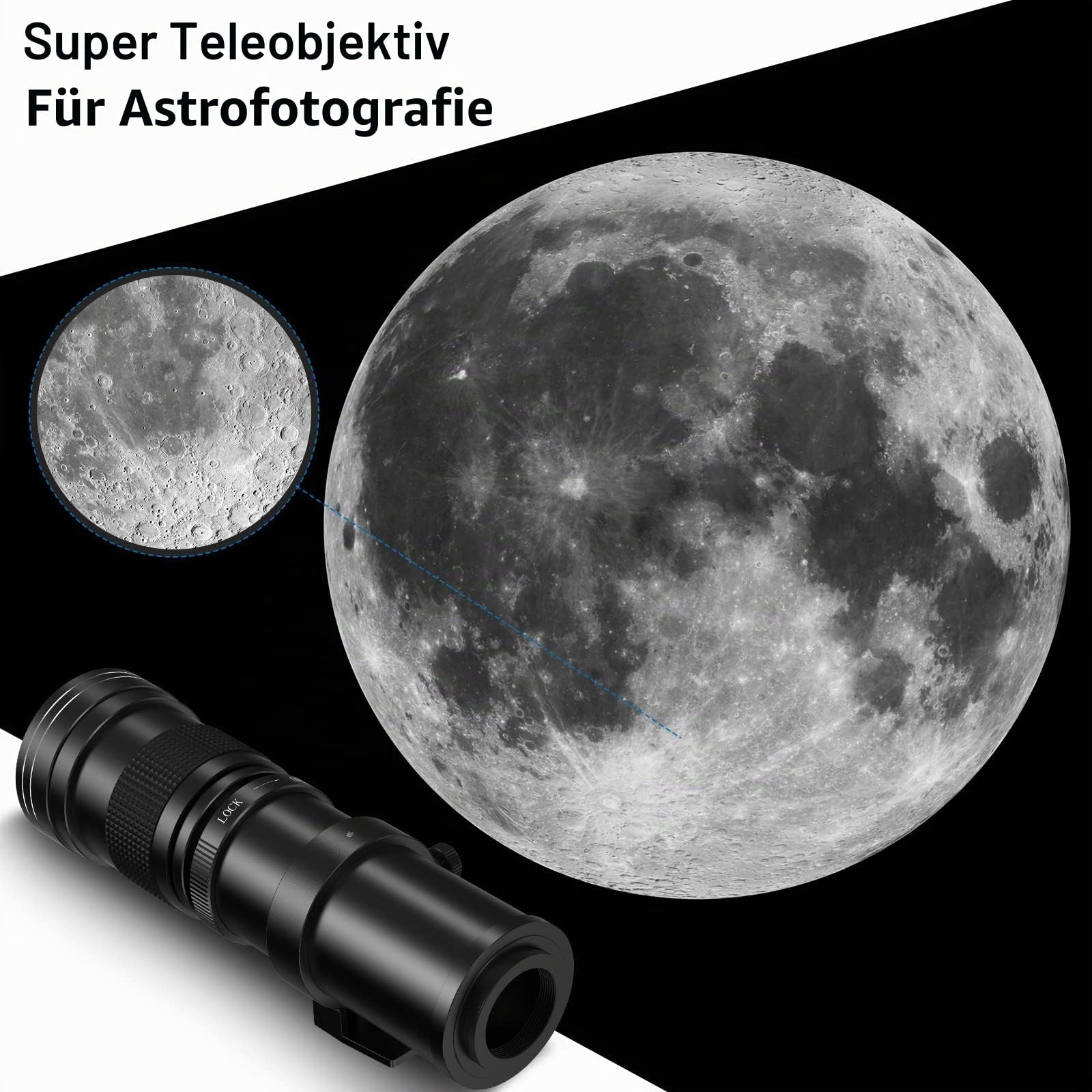 Lightdow 420-800mm f/8.3-16 Teleobjektiv für Canon EF Objektiv, Manuelles Teleobjektiv-Zoom Objektiv mit T-Ring für Canon EOS Rebel SL2 SL1 T8i T7 T6 850D 800D 4000D 2000D 90D 80D 77D 70D 5D 6D DSLR