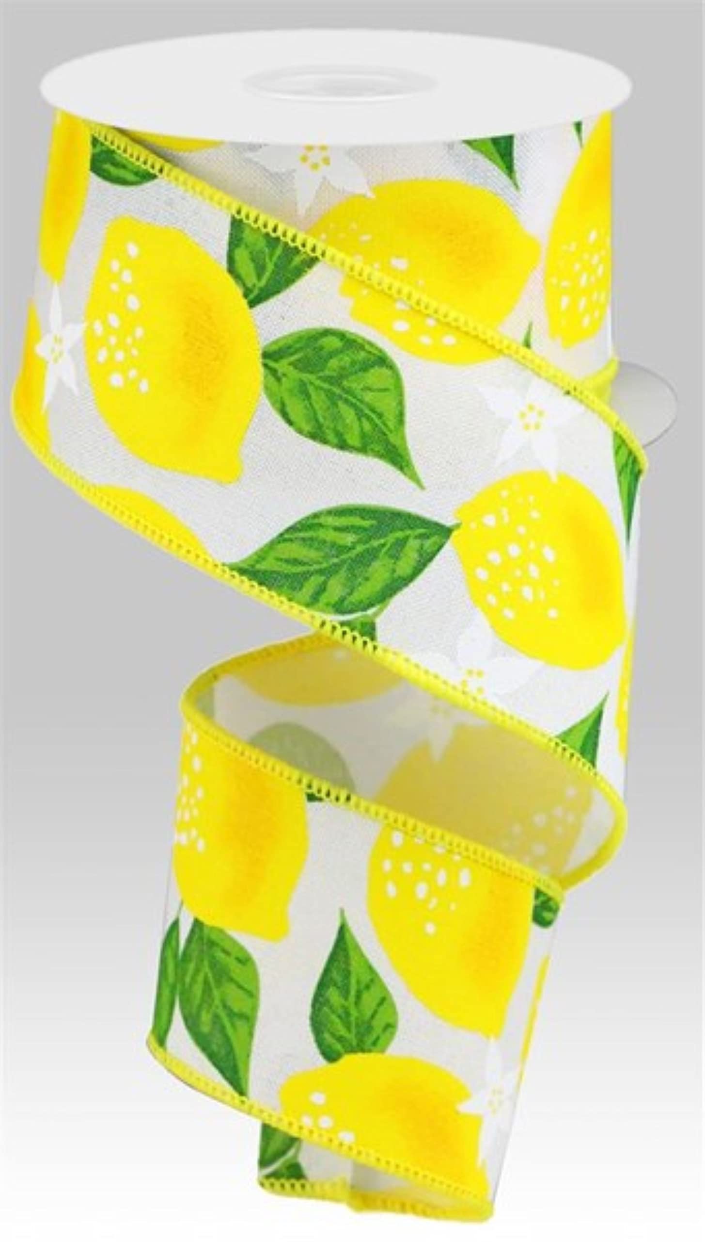 Amazon.com: Lemon Wired Ribbon: Yellow/Green/White, 2.5