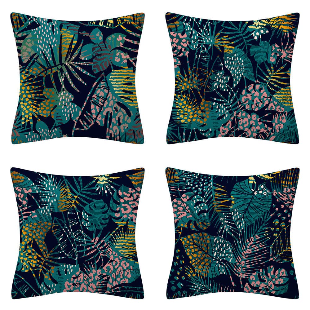 4 Piezas Funda de Almohada 60x60cm Patrón De Animales De La Selva Fundas de Cojín Terciopelo Sencillo y Decorativo para Sofá Camas Dormitorio Coche Lino Cojines Throw Pillow Covers （24x24in）