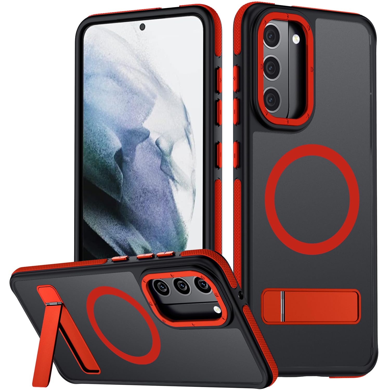 Mondelete for Samsung Galaxy S21 Plus Case, [Compatible with MagSafe], Adjustable Kickstand,Military Grade Drop Tested, Translucent Matte Phone Case