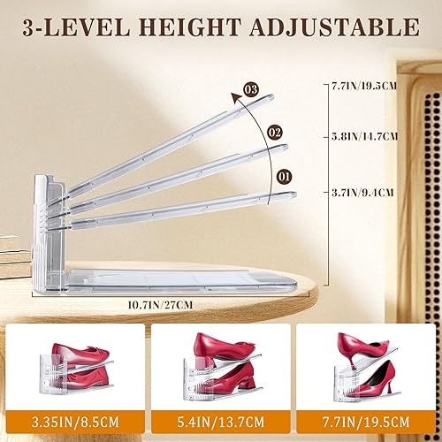 Miniatura 4 de Paquete de 20 ranuras para zapatos organizador para armario, soporte ajustable para zapatos, ahorrador de espacio de zapatos de doble capa para