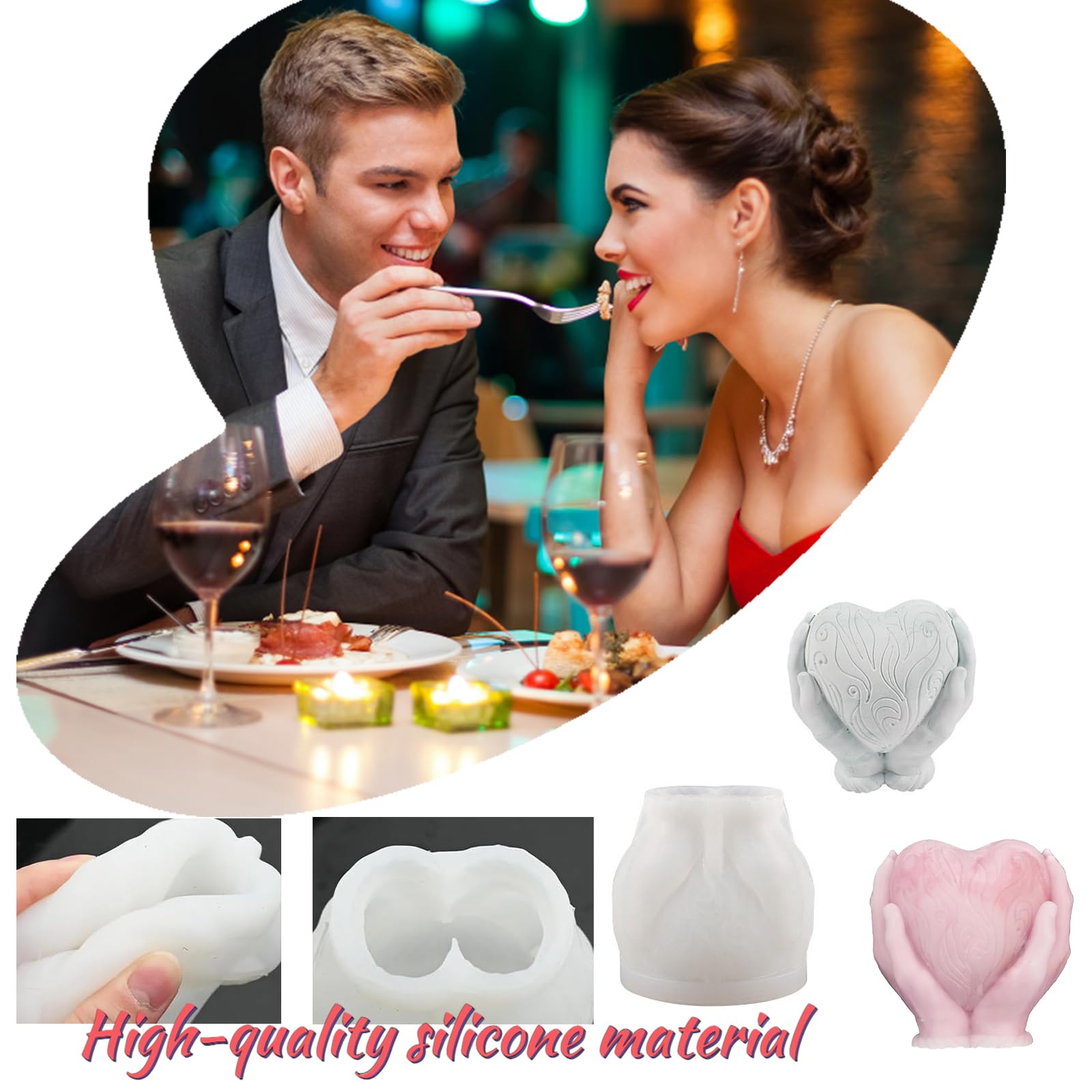 DIY Silikonform 'Liebe In Deinen Händen' – 3D Herz Für Kerzen, Seife, Harz, 8,2x8,3 Cm