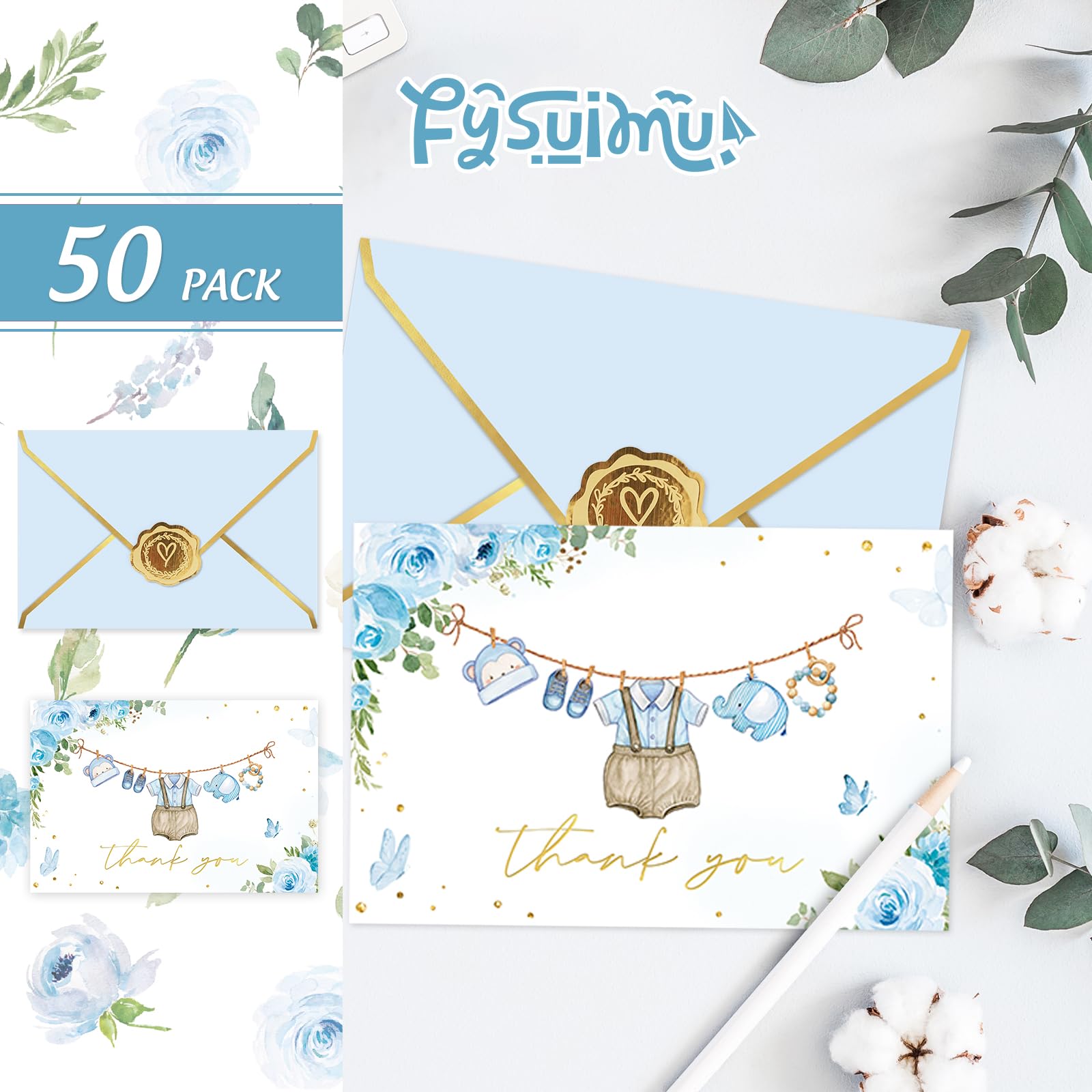 8ct Precious Moments Baby Shower Thank You Blank Note Cards
