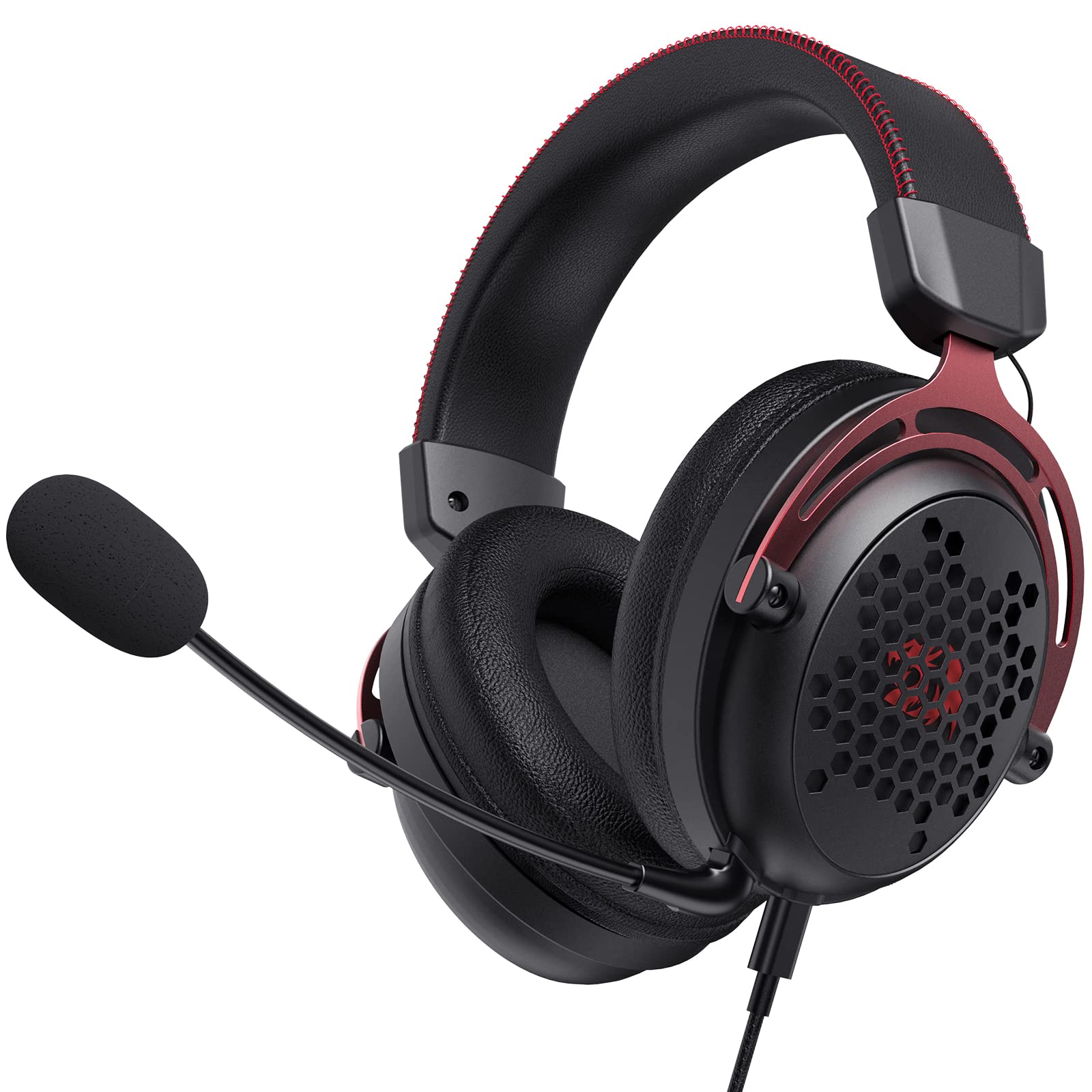 Redragon H386 kabelgebundenes Gaming-Headset - 7.1 Surround Sound - 53MM Audio-Treiber Memory Foam-Ohrpolstern mit strapazierfähigem Stoffbezug - Multiplattform-Kopfhörer - USB-Anschluss für PC/PS4/NS
