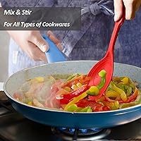 Vista 7 de Cuchara de cocina grande de silicona, juego de cuchara sólida antiadherente con perno profundo y marca de medición para mezclar, servir, escurrir