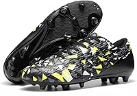 DREAMPAIRS Men's Firm Ground Soccer Cleats - Lace-Up Football Shoes for Training, Lightweight Breathable Durable Outdoor Play