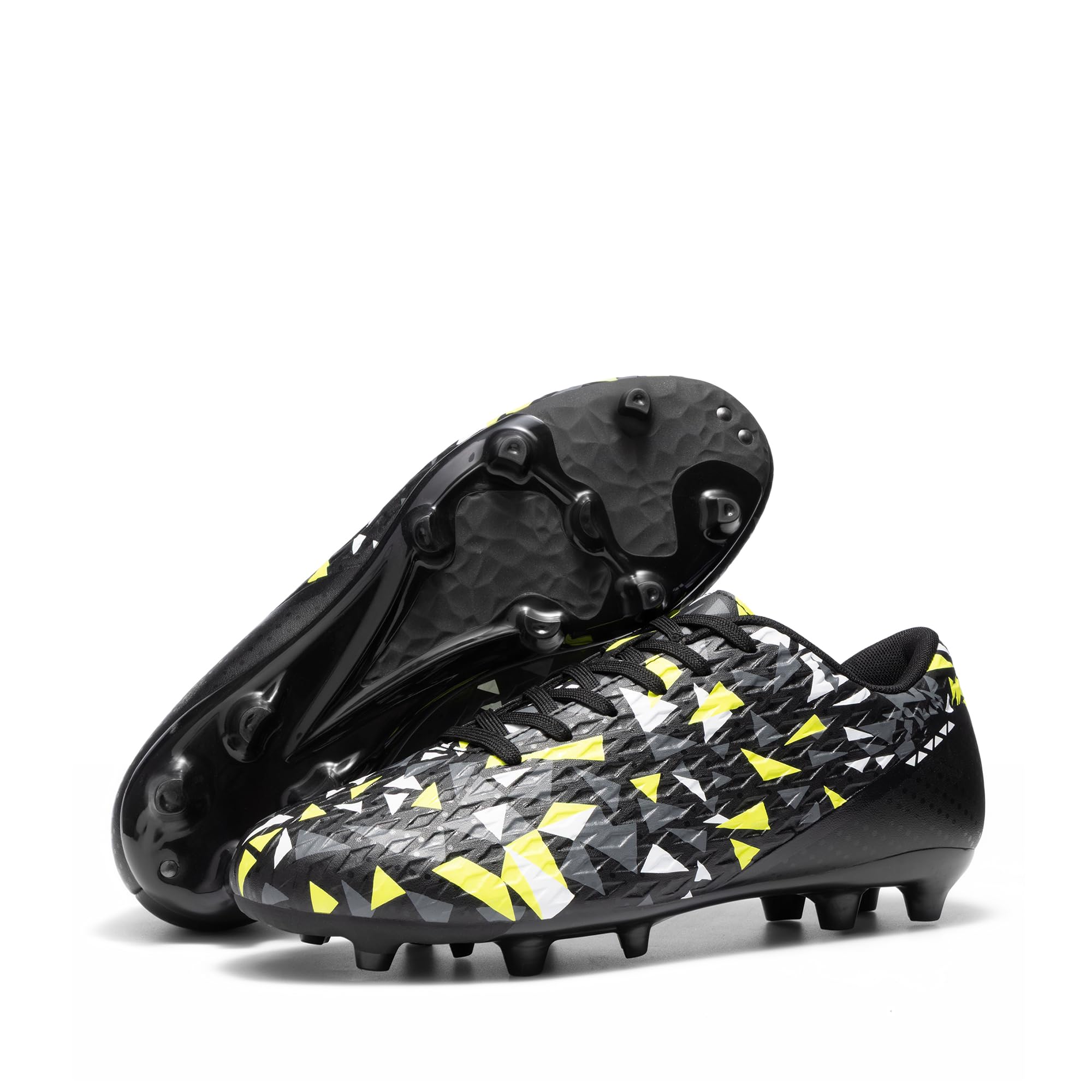 DREAM PAIRS Men's Soccer Cleats Adult Football Shoes Lace-Up Firm Groud Athletic Outdoor Trainning Soccer Shoes 11 Black/Dark Grey