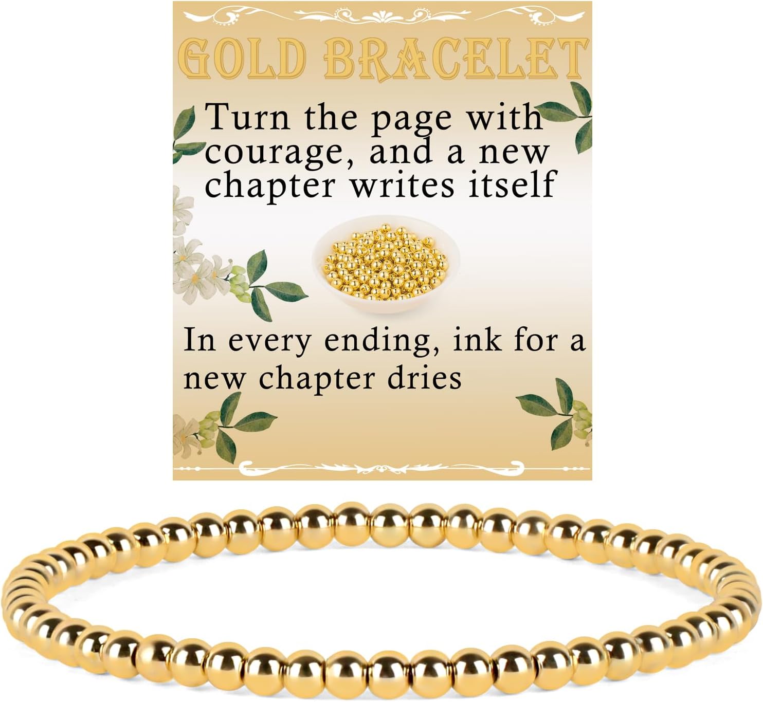 QOGIR 14k gold Handmade Healing Bracelet, Natural Gem Stone Crystal Elastic Gold Bracelet