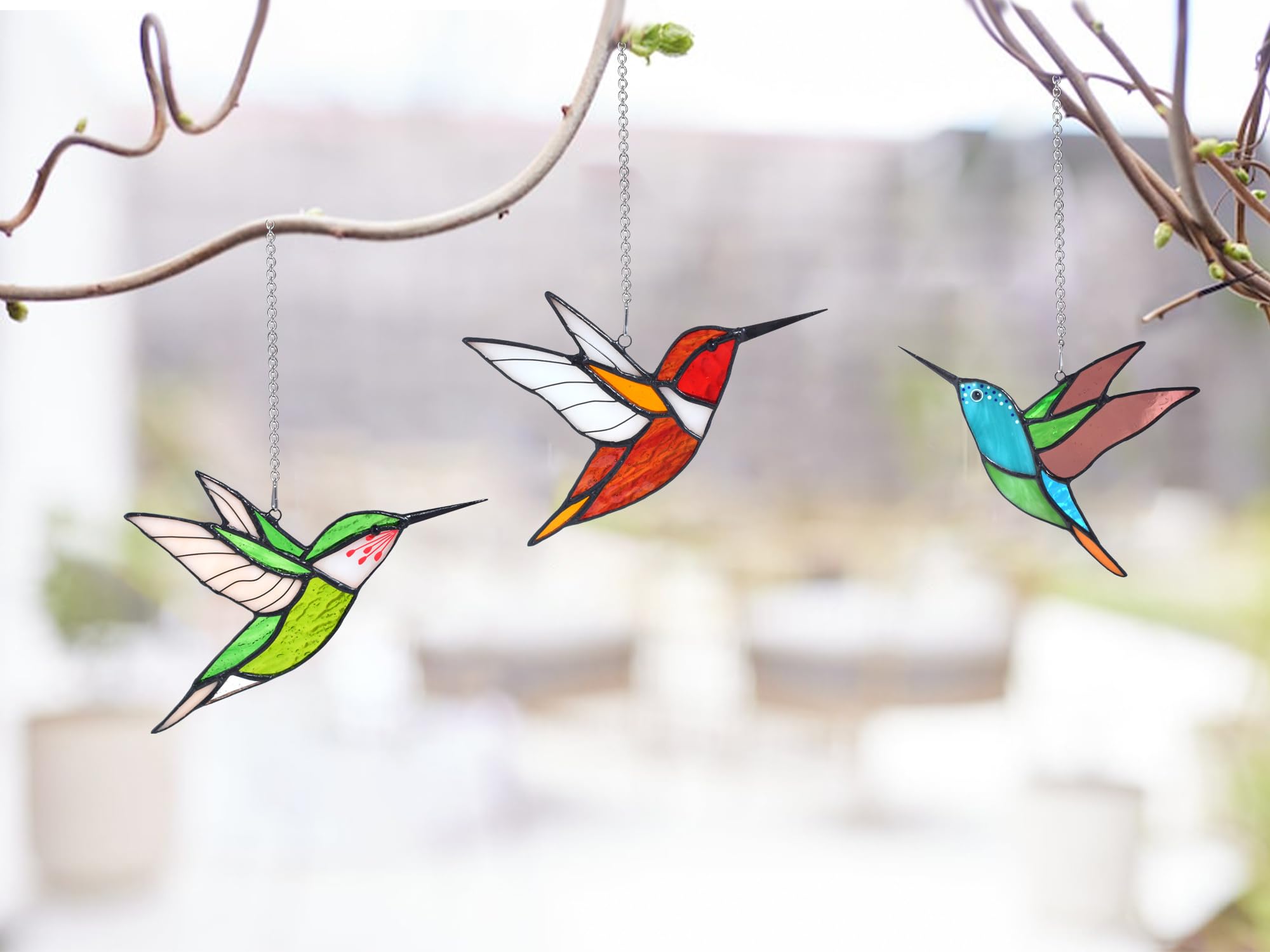 大判ステンドグラス Hummingbird ハミングバードと蘭グラスマスターズ社 大判ステンドグラス Hummingbird ハミングバードと蘭グラスマスターズ社