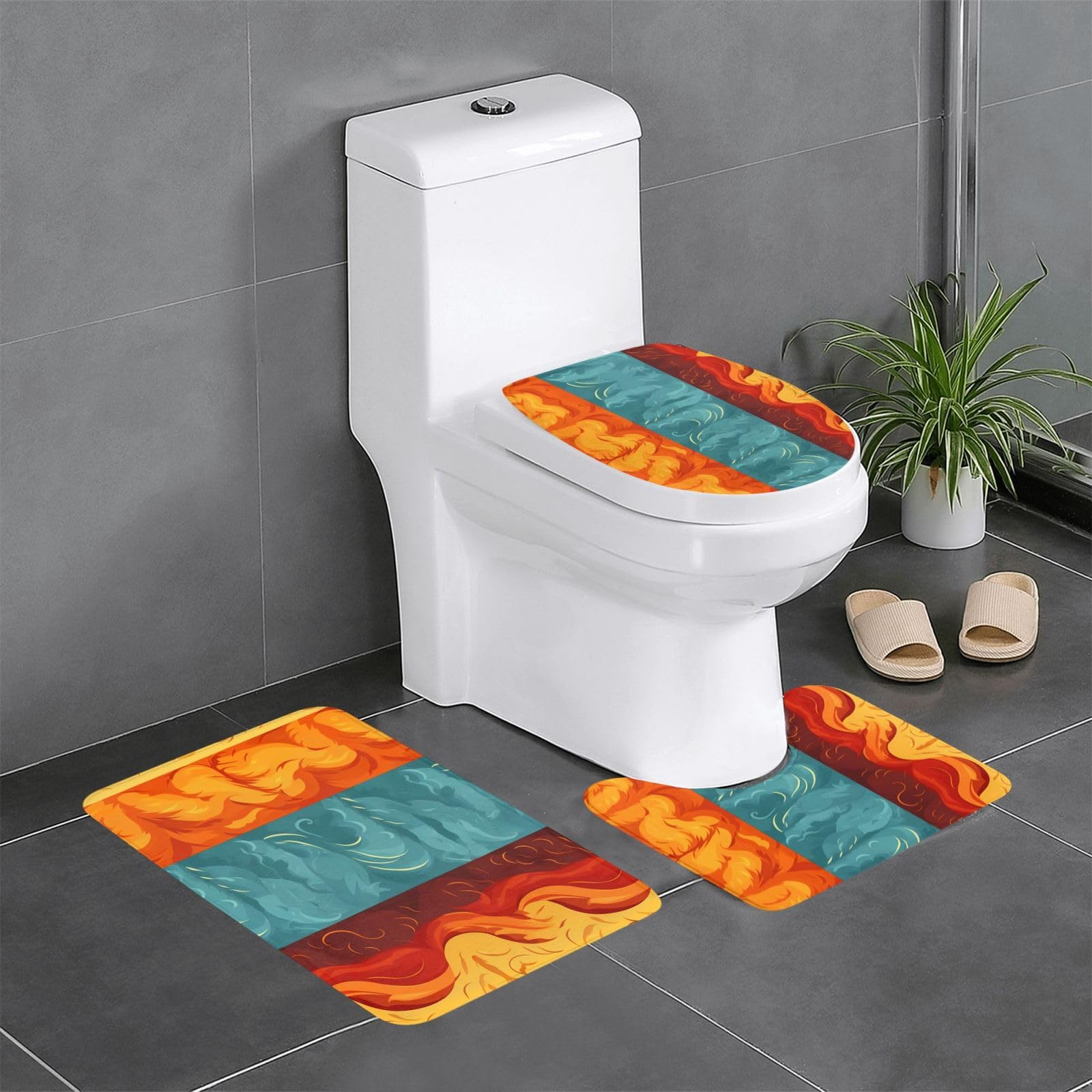 Tapis de salle de bain antidérapants et faciles à nettoyer pour WC et lavabo