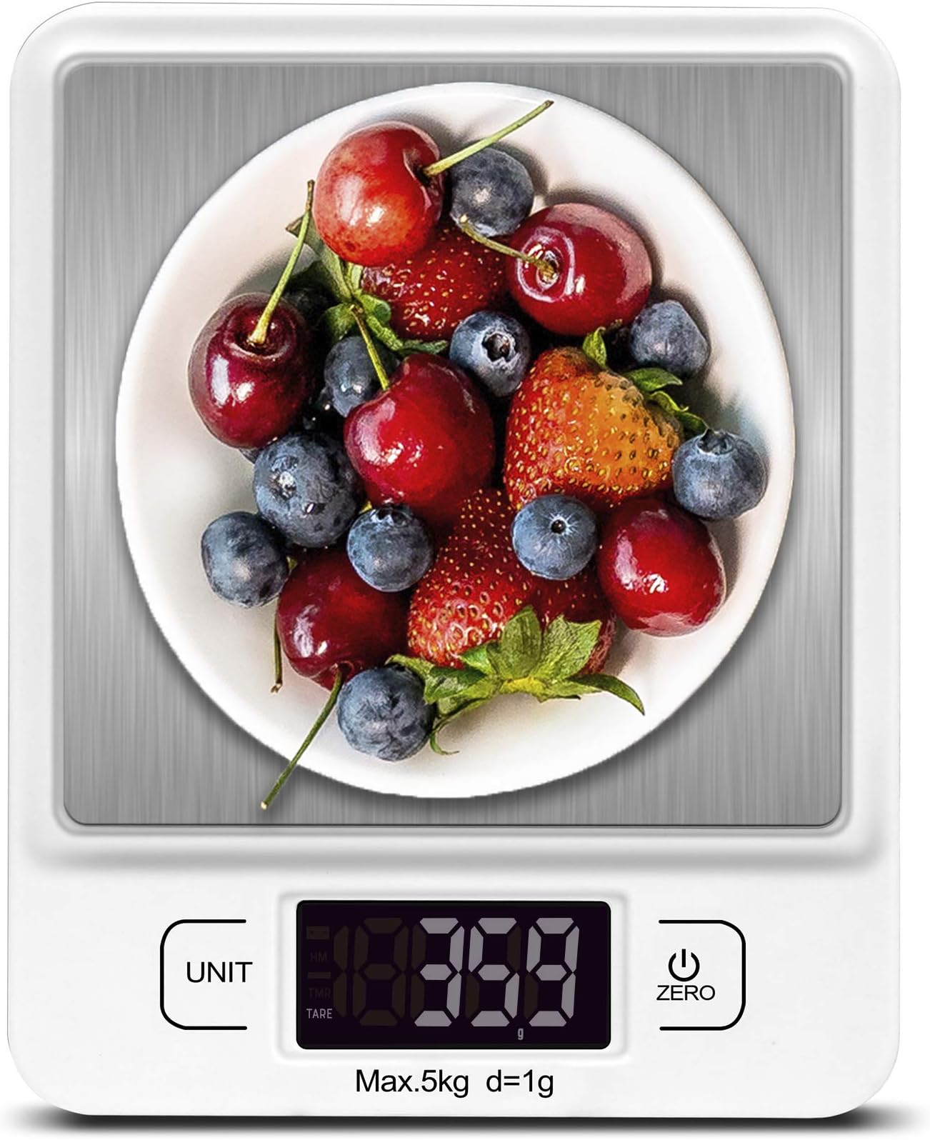 SKEIDOKitchen Scale, Premium Stainless Steel 5kg Food Scale For Weighing, Measuring, Cooking, Baking, AAA Batteries Included Accurate Digital Display, Kitchen Gadget, Easy To Use, Water Resistant