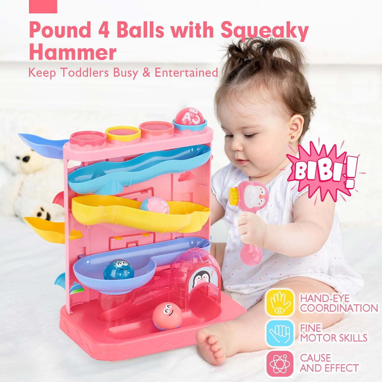 hahaland Toys for 1 Year Old Girls - 2 in 1 Pound & Roll Balls Toy & Car Ramp Race Track Toddler Toys - Baby Toys 12 Months - Early Developmental Hammer Montessori Toys Gifts for 1 2 3 Year Old Girls 4 7135P683B0L. AC SL1500