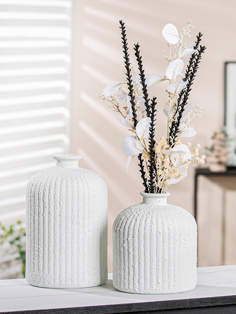 Pack of 6 Vase, Bottle, Glass, White, PU 6, H. 18 cm, D. 16 cm