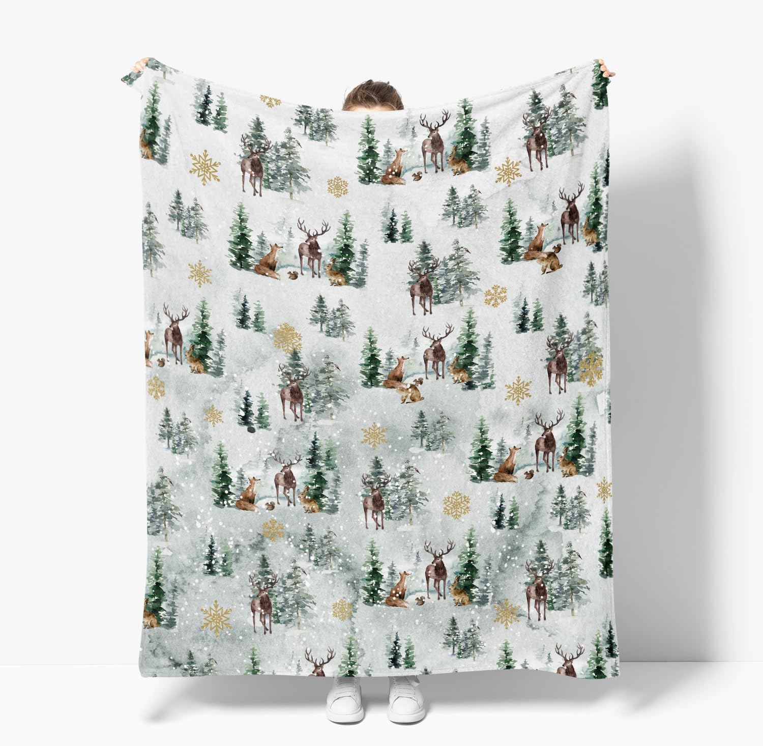 Horaldaily Christmas Flannel Blanket Throw, Christmas Trees Reindeer Snow Soft Fuzzy Plush Cozy Fleece Blankets for Couch Sofa Bed Lounging, Ideal Gifts for Kids Adults Wife Self, 50x60 - Image 7