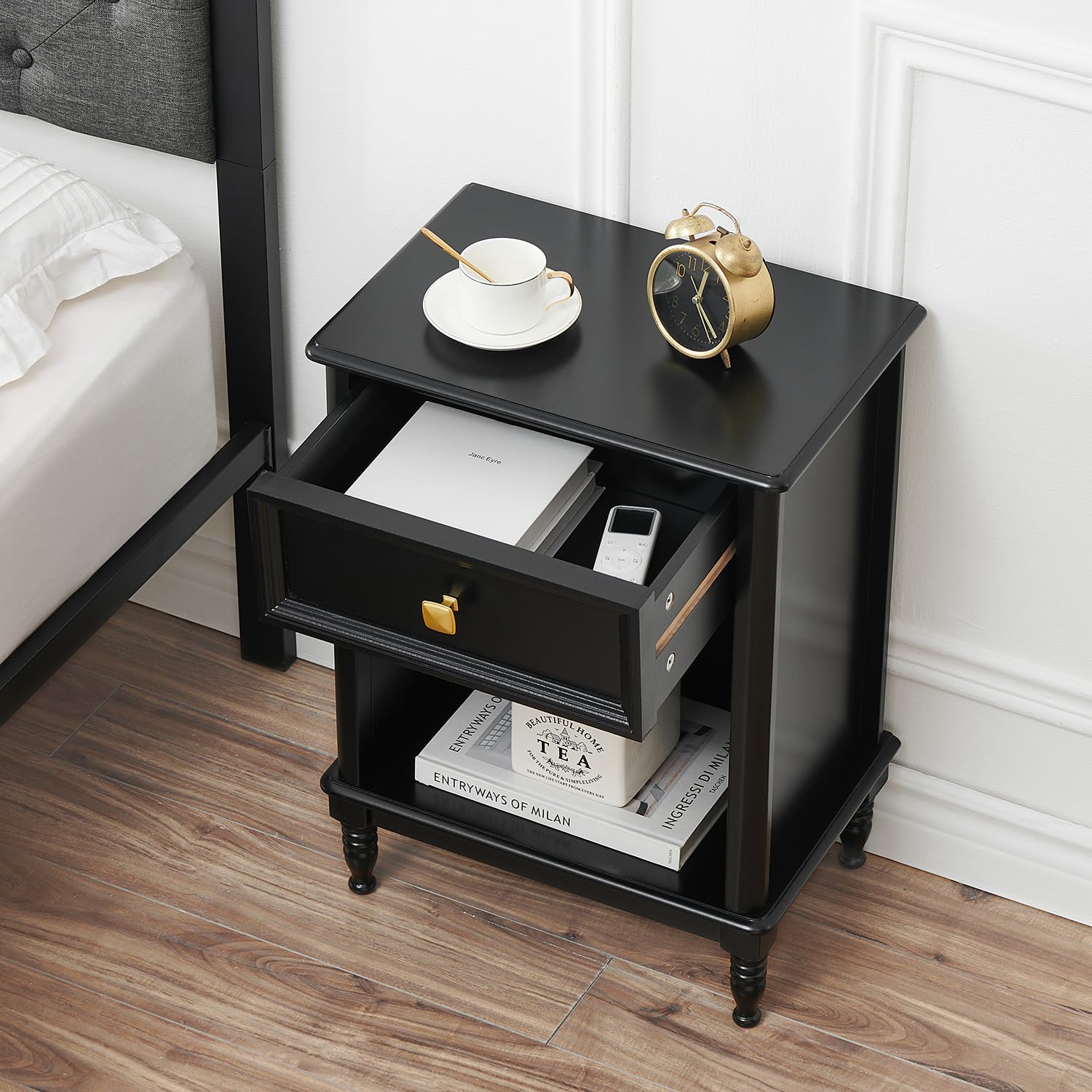 Night Stand with Drawer and Storage Shelf, Bedside Table 17.7x11.8x24.4 inch Mordern End Table - Side Tables Nightstands for Bedroom, Living Room