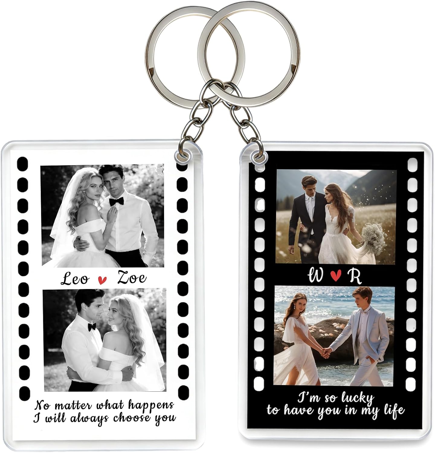 Personalized Photo Strip Keychain, Custom Keychain with Picture