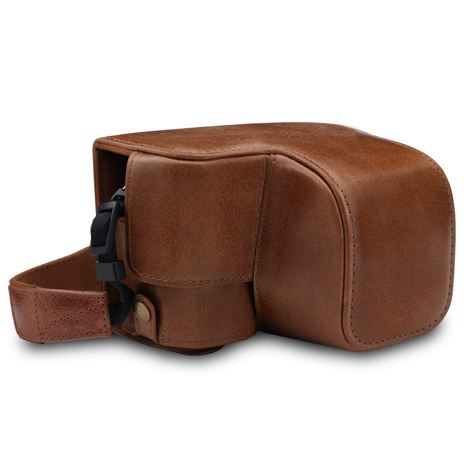 MegaGear MG1647 Ever Ready etui na aparat z prawdziwej skóry kompatybilne z Sony Alpha A6100, A6400 (16-50 mm) - brązowe