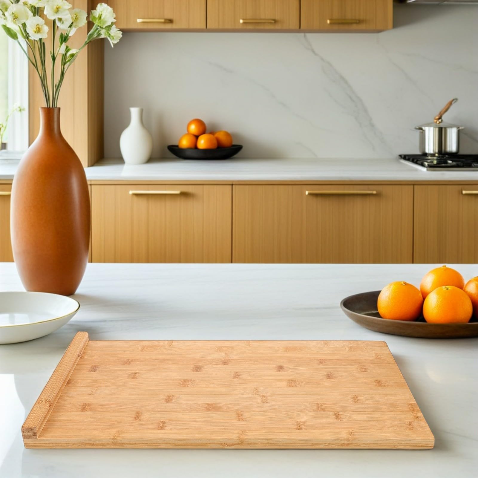 Hohopeti Tabla de Cortar Grande 50x30 Cm con Borde para Cocina, Resistente, Multifuncional para Cortar, Amasar y Picar, Apta para Lavavajillas, Adecuado para Preparar Alimentos en Hogar