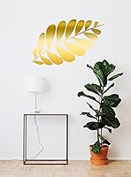 Vista 2 de Tropical Leaf Large Wall Decal Vinyl Décor Abstract Sticker Floral Gold (Small 22"x37", Black)