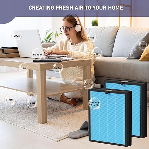 Miniatura 3 de MKD05 - Filtro de aire HEPA de repuesto compatible con purificador de aire AROEVE MKD05, filtro HEPA verdadero con filtro de carbón activado,