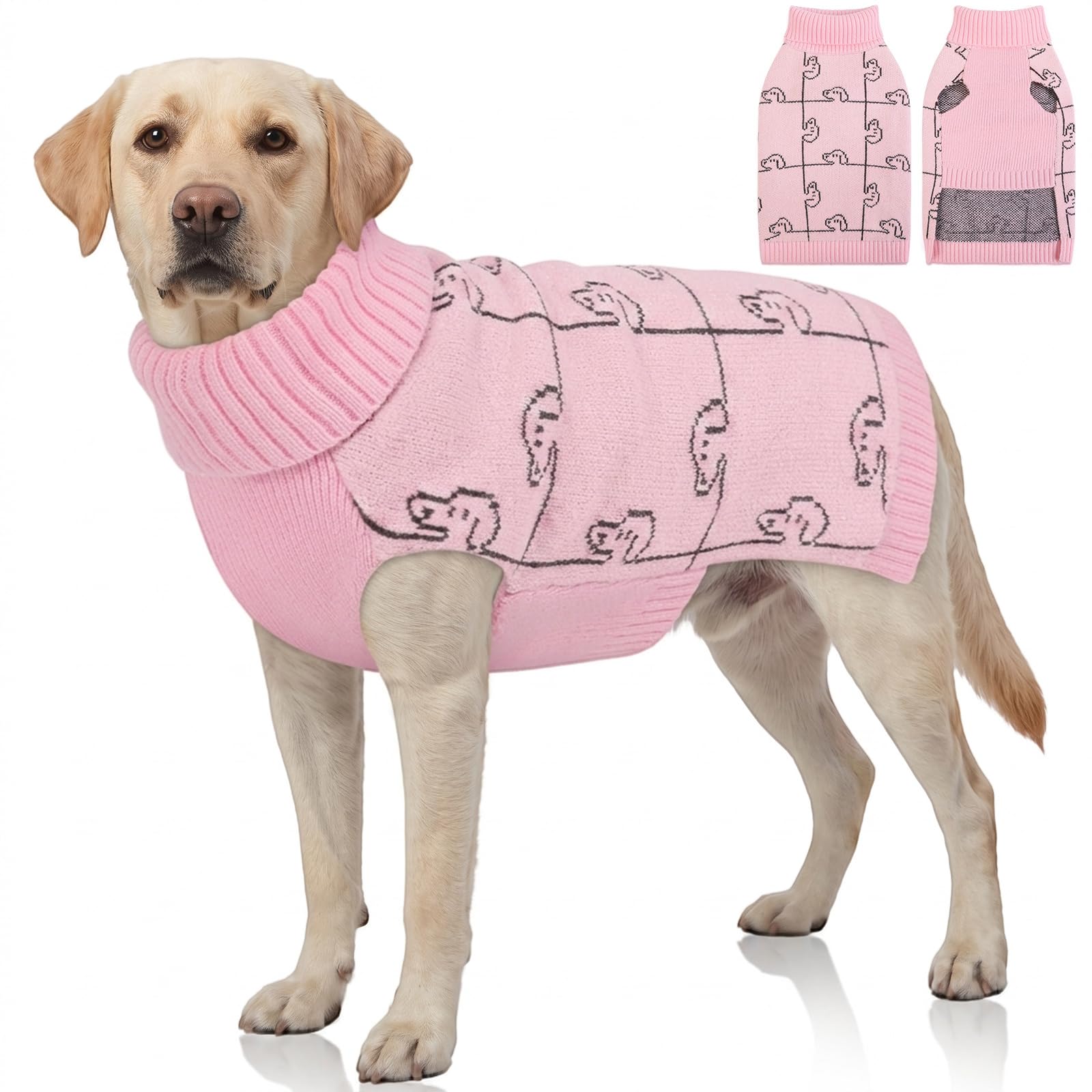 AOFITEE Dog Jumper Large Christmas Jumper for Dogs Knitted Pullover, Pink L