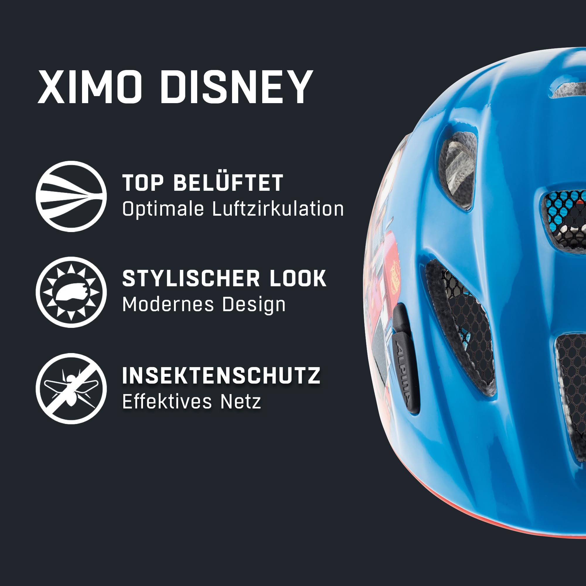 ALPINA XIMO DISNEY Fahrradhelm, Kinder, Disney Cars, 49-54 : Sports & Outdoors