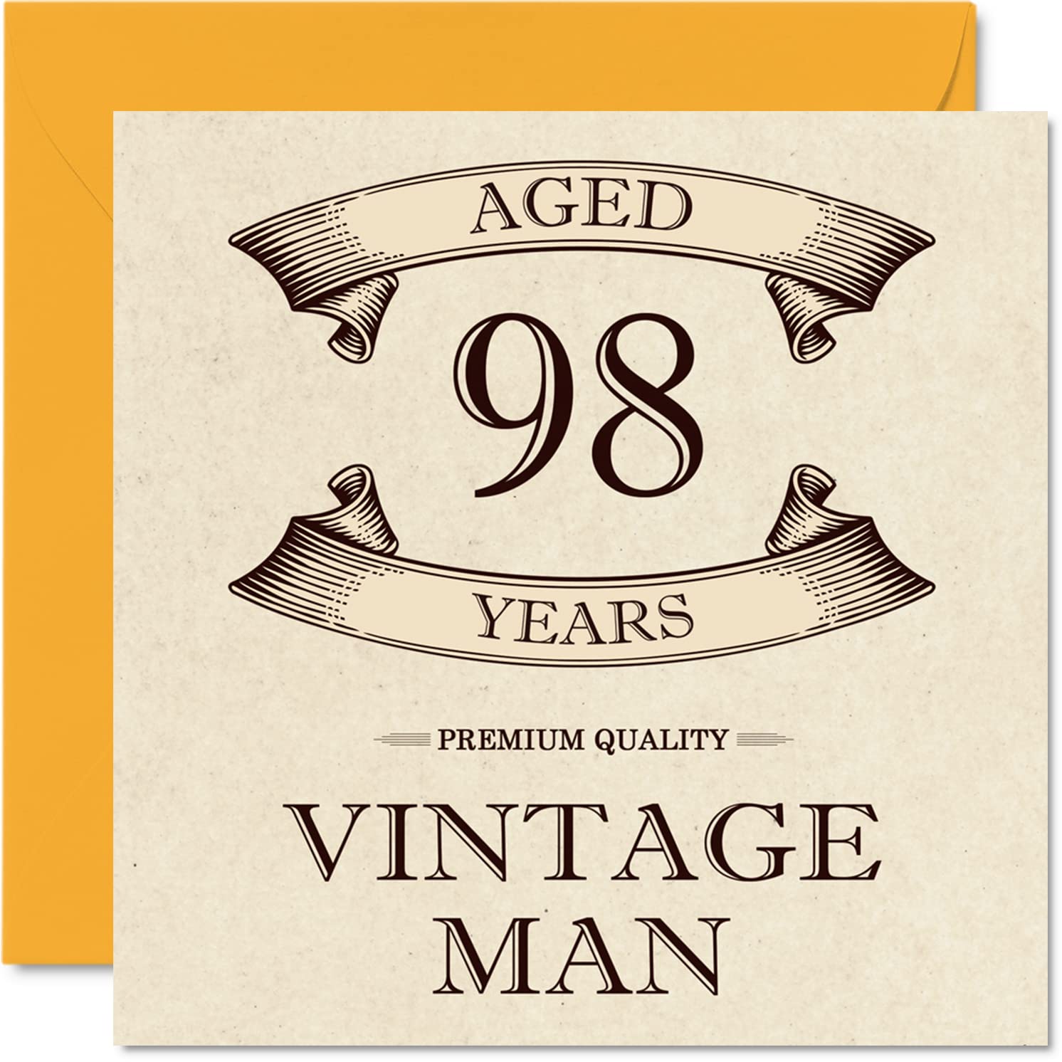 Vintage 98th Birthday Cards for Men - Aged 98 Years - Fun Birthday Card for Grandpa Dad Husband Uncle Brother Grandad, 145mm Greeting Cards, 98th Card