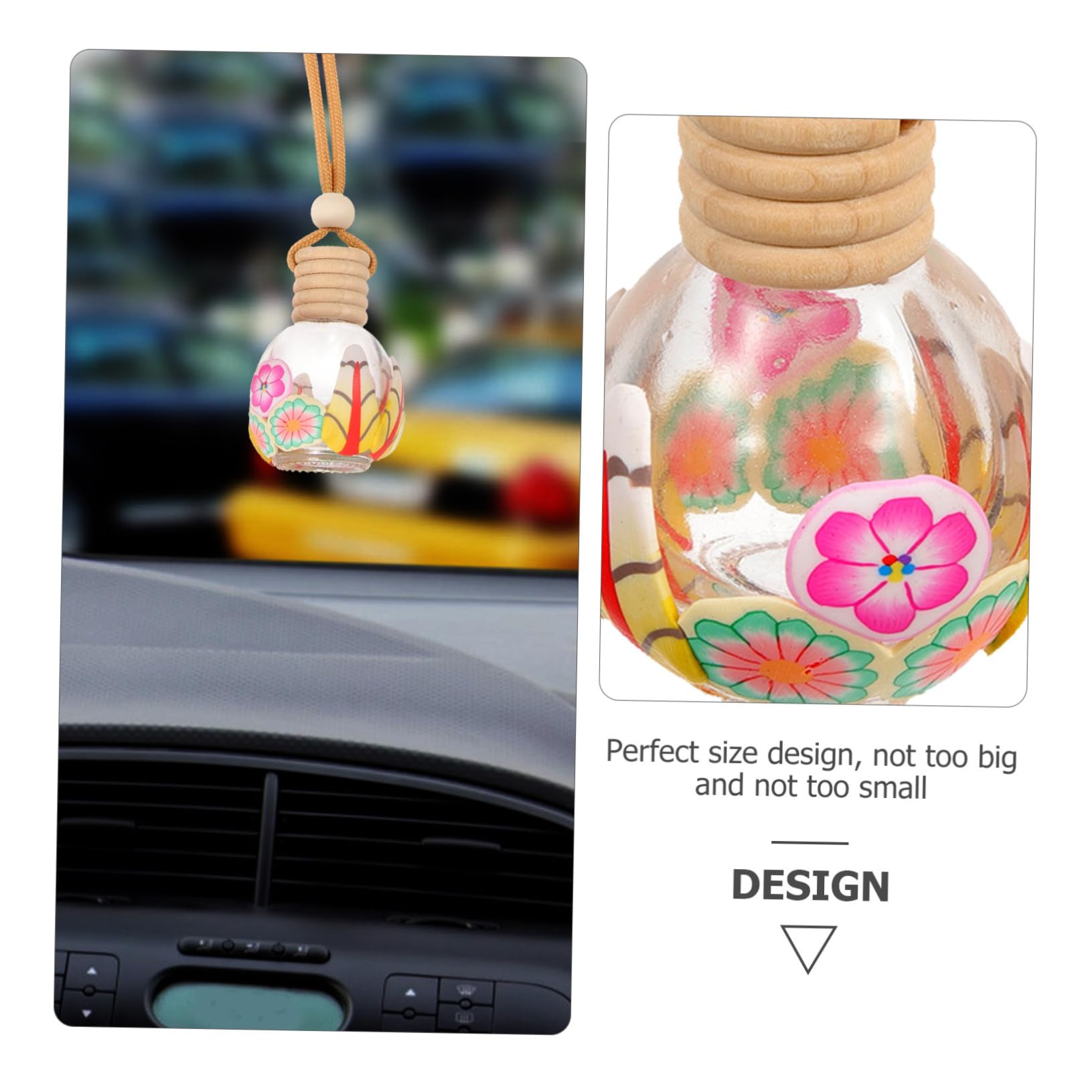 Colgante para Coche de Frasco de Perfume, 10 Piezas, Vidrio y Arcilla