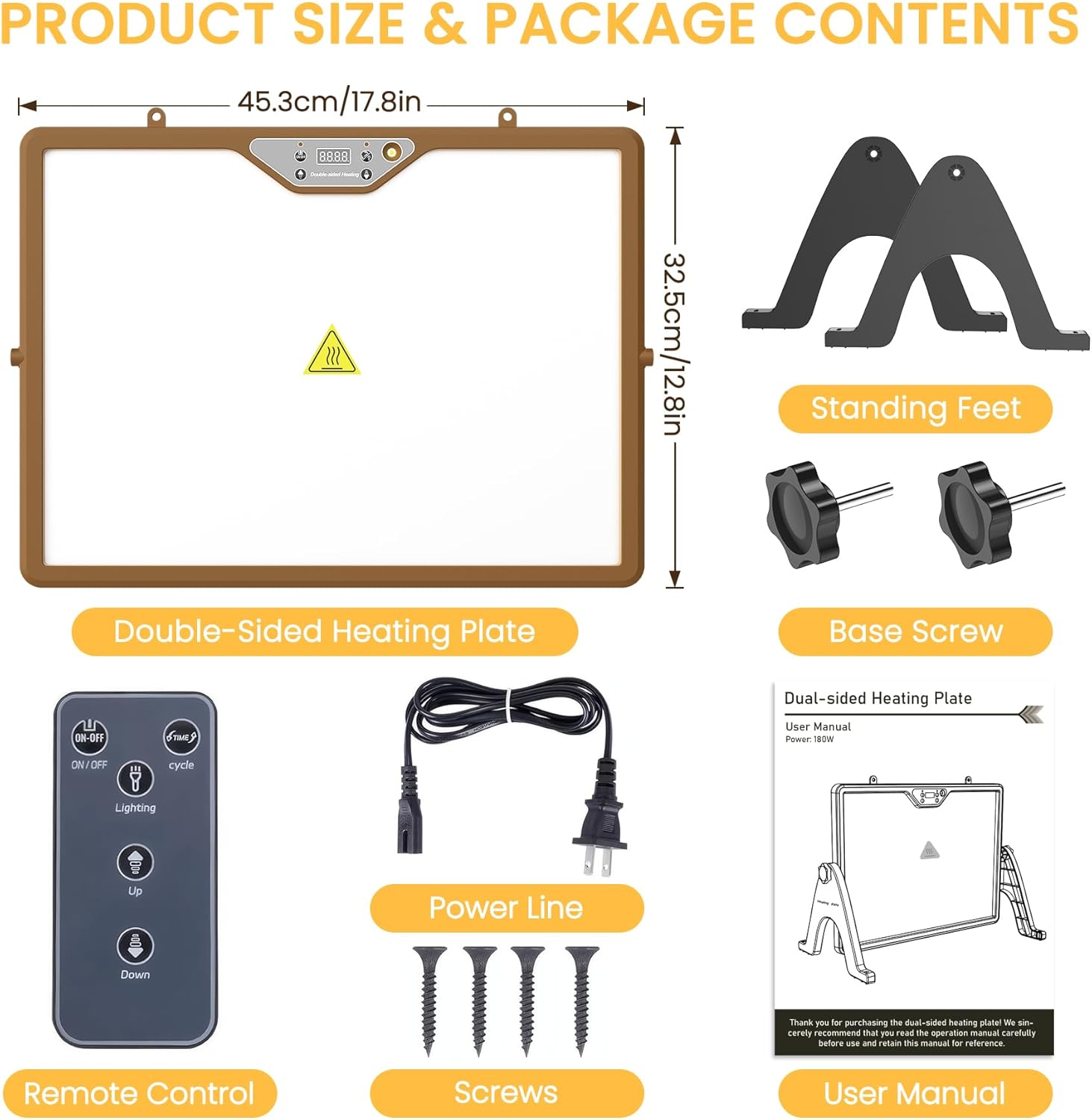 Diagram showing all included components of the INNOLAND Smart Chicken Coop Heater