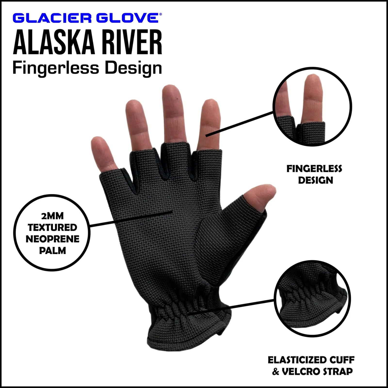 Glacier Glove Alaska River - Guantes de pesca unisex sin dedos, ligeros, transpirables, antideslizantes, con puños elásticos, para exteriores, pesca con mosca, remo, senderismo