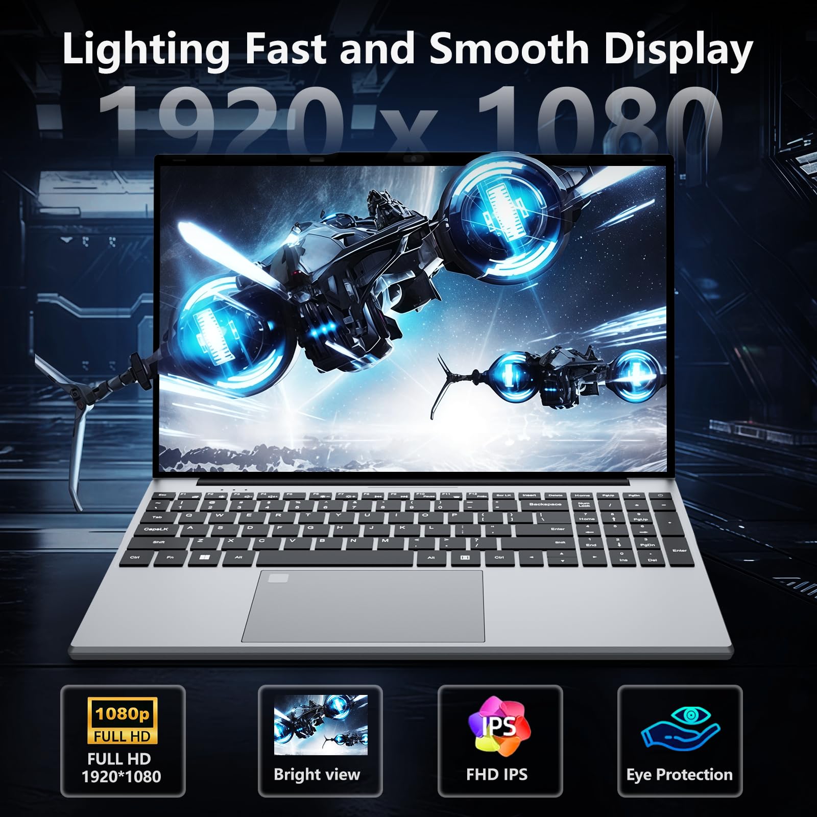 PC Portatile 15,6 Pollici,13th Gen N150 Processor,16GB RAM DDR4 512GB SSD, Win 11 Pro Notebook Tastiera Retroilluminata/Sblocco con Impronta Digitale, Webcam, USB 3.0, HDMI/Wi-Fi 5 Computer Portatile