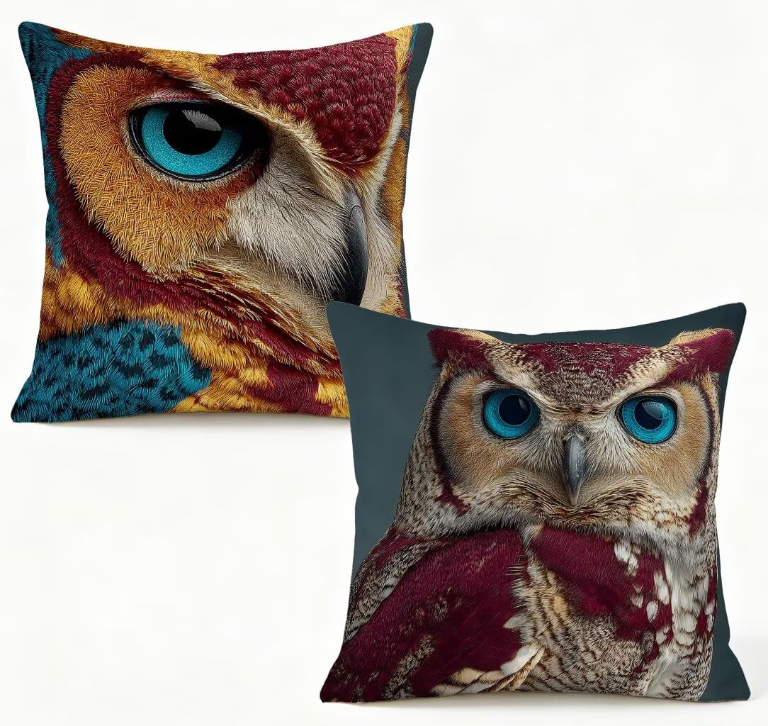 Funda de Almohada 70 x 70 Juego de 2 Cojines Sofa Color, Funda Cojín 70x70 cm Cojines Cama BúHo Decorative Pillows Lino Impresión HD a Doble Cara para Sofá Decoracion Hogar, Regalos Mujeres N-KE90NF